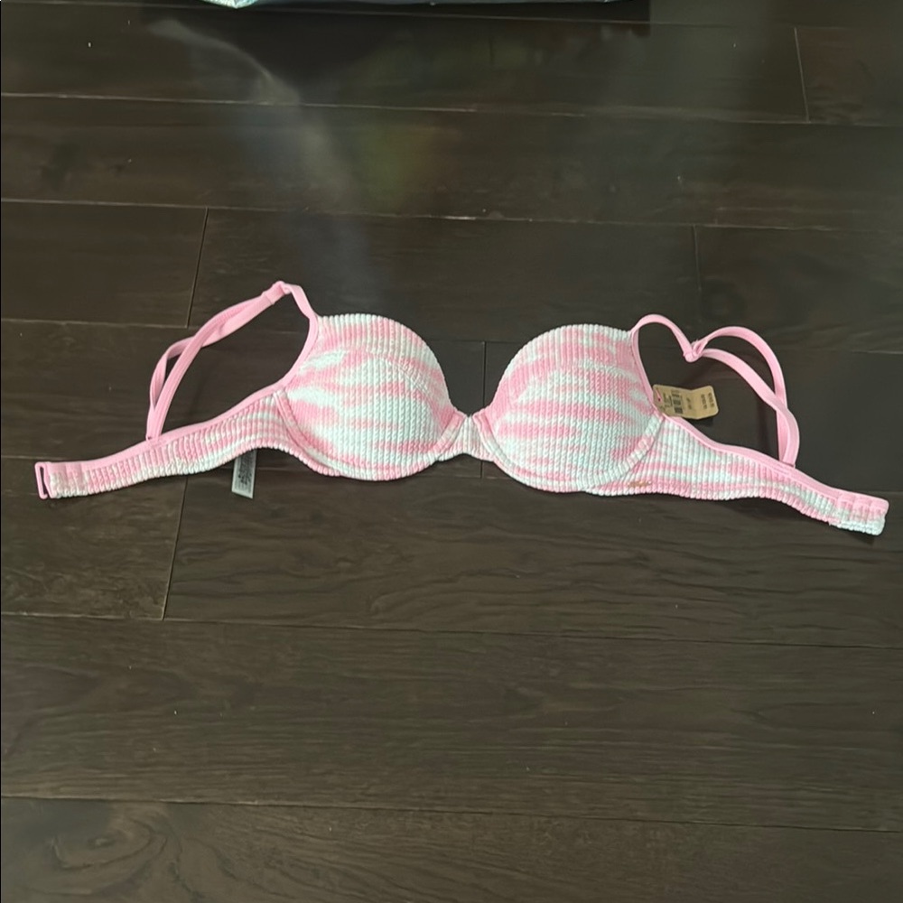 Pink and White Bikini top